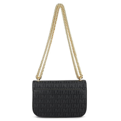 Small Monogram Leather Shoulder Bag - Black