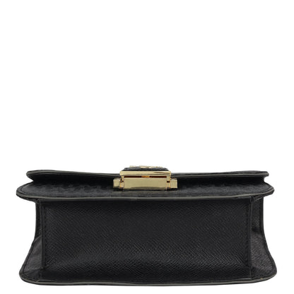Small Monogram Leather Shoulder Bag - Black
