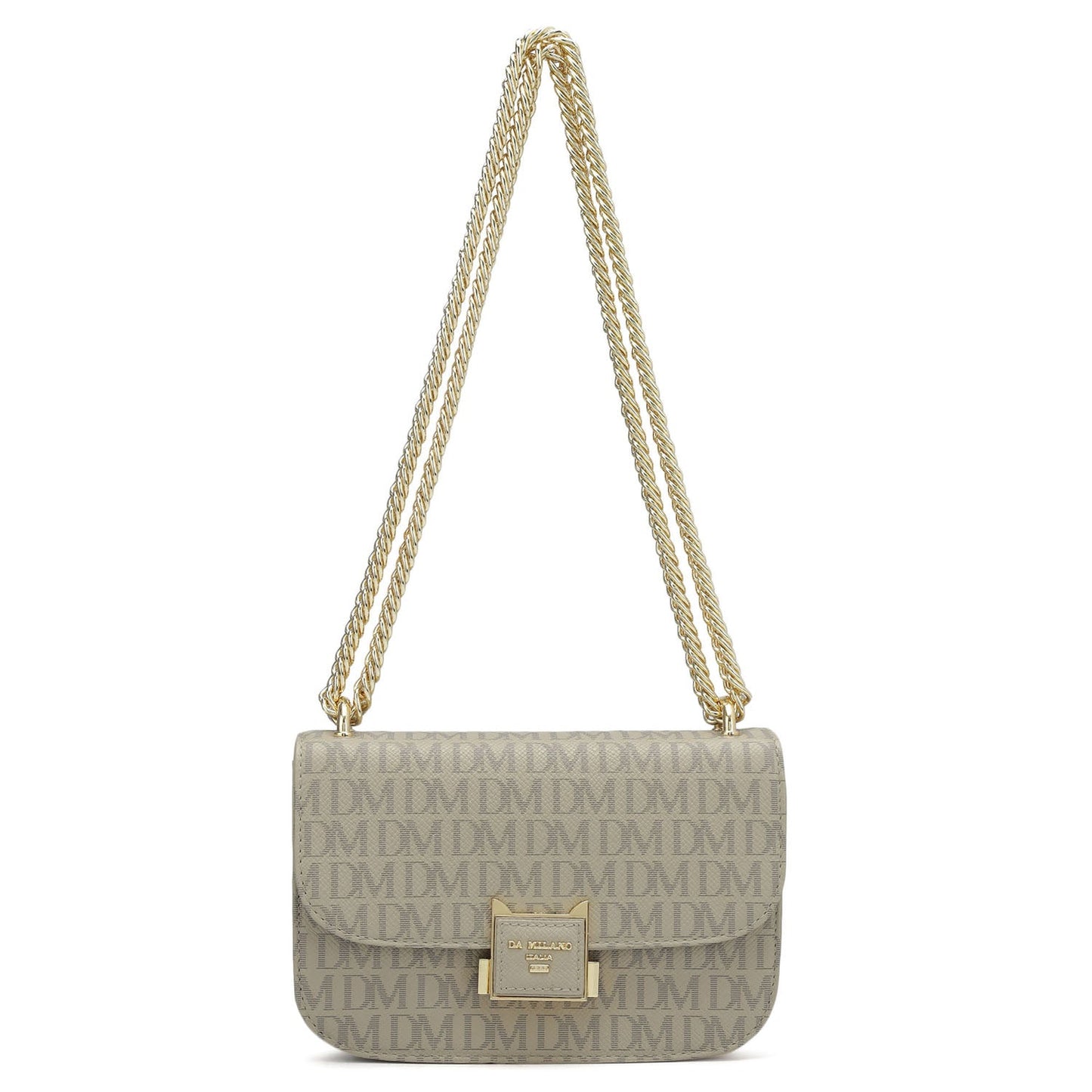 Small Monogram Leather Shoulder Bag - Chalk