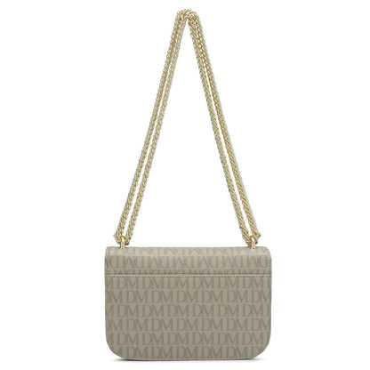 Small Monogram Leather Shoulder Bag - Chalk