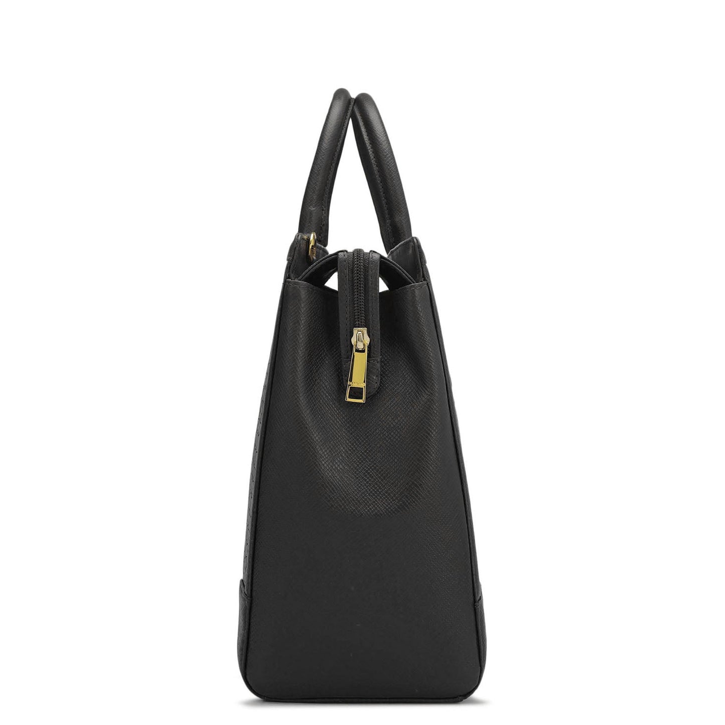 Large Croco Franzy Leather Satchel - Black