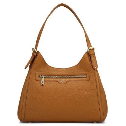 Medium Wax Leather Hobo - Caramel