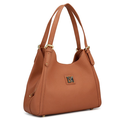 Medium Wax Leather Hobo - Terracotta