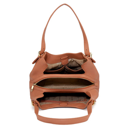 Medium Wax Leather Hobo - Terracotta