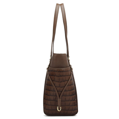 Medium Croco Franzy Leather Shoulder Bag - Date
