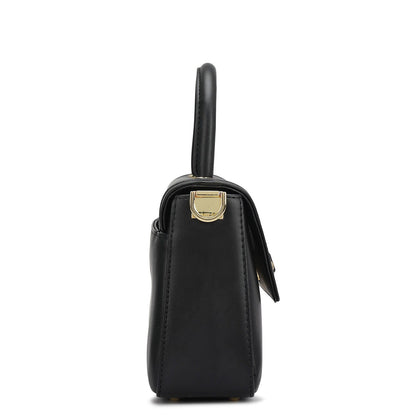 Small Plain Leather Satchel - Black