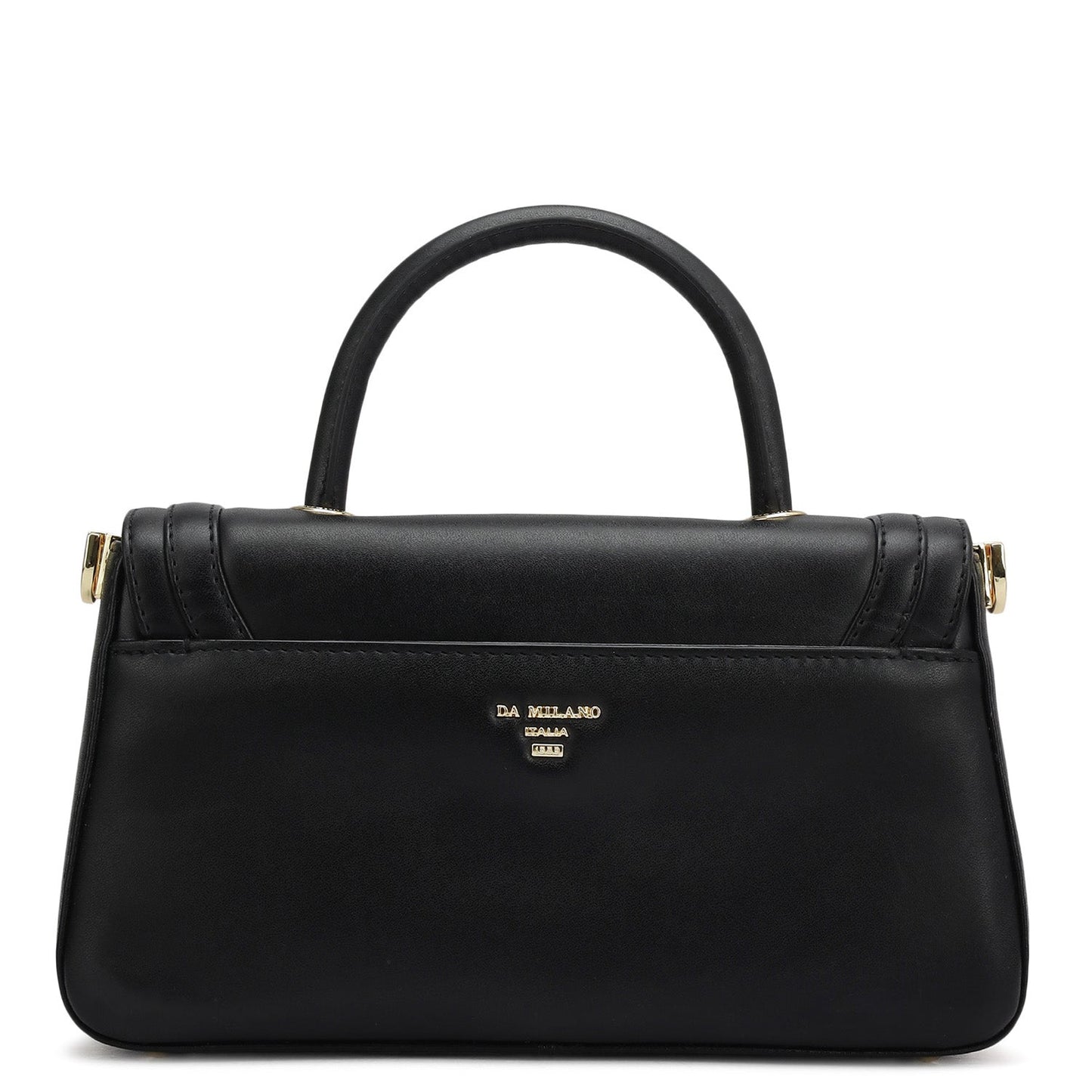 Small Plain Leather Satchel - Black