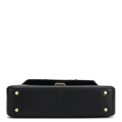 Small Plain Leather Satchel - Black