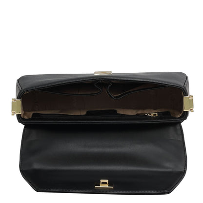 Small Plain Leather Satchel - Black