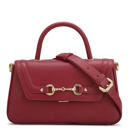 Small Plain Leather Satchel - Plumberry
