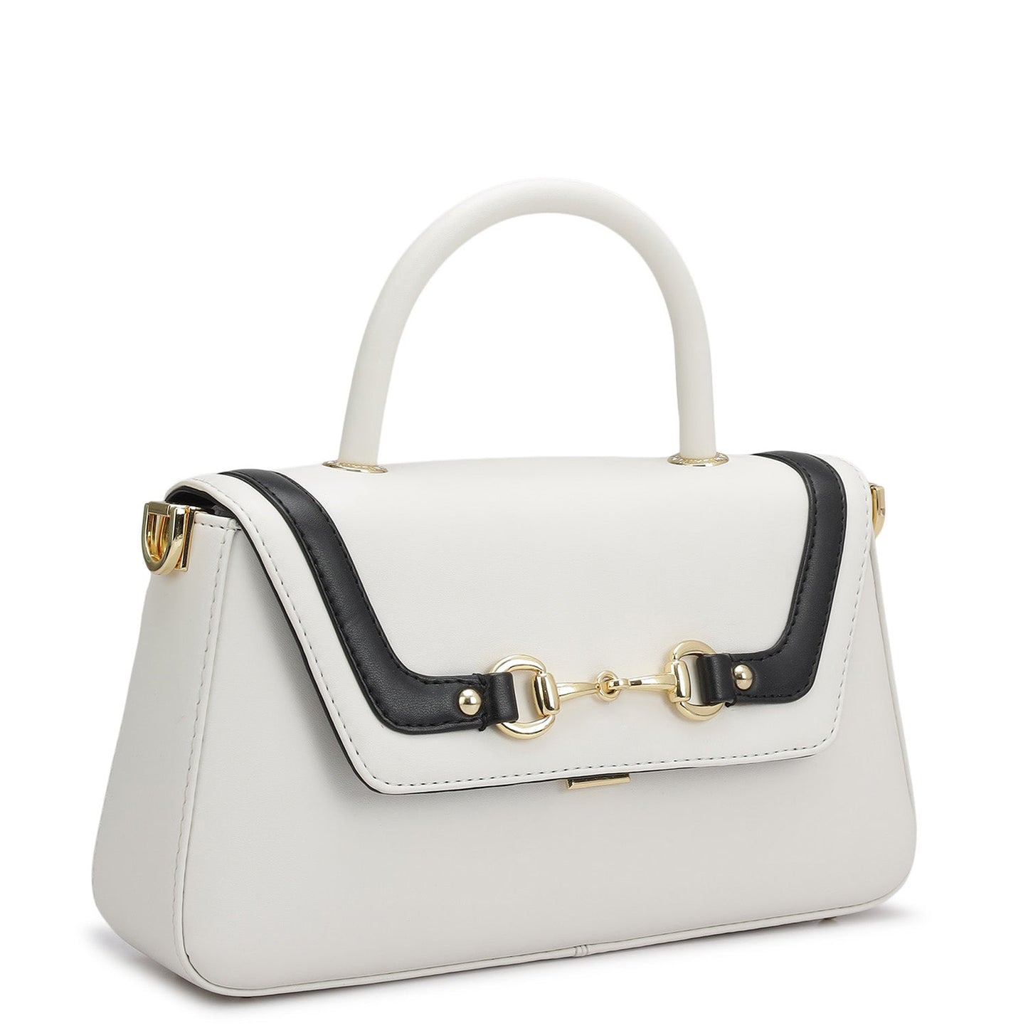 Small Plain Leather Satchel - Snow