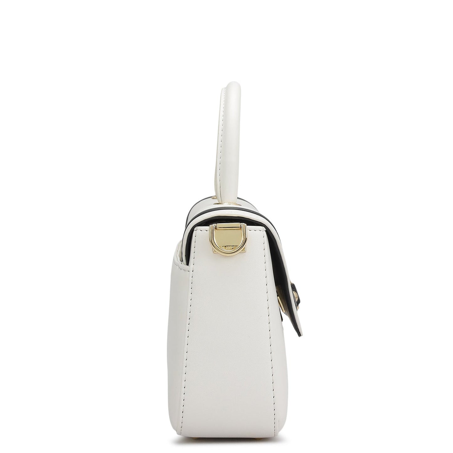 Small Plain Leather Satchel - Snow
