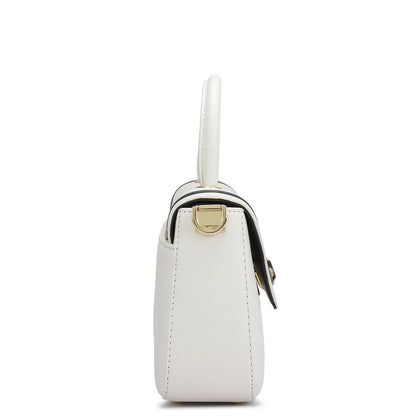 Small Plain Leather Satchel - Snow