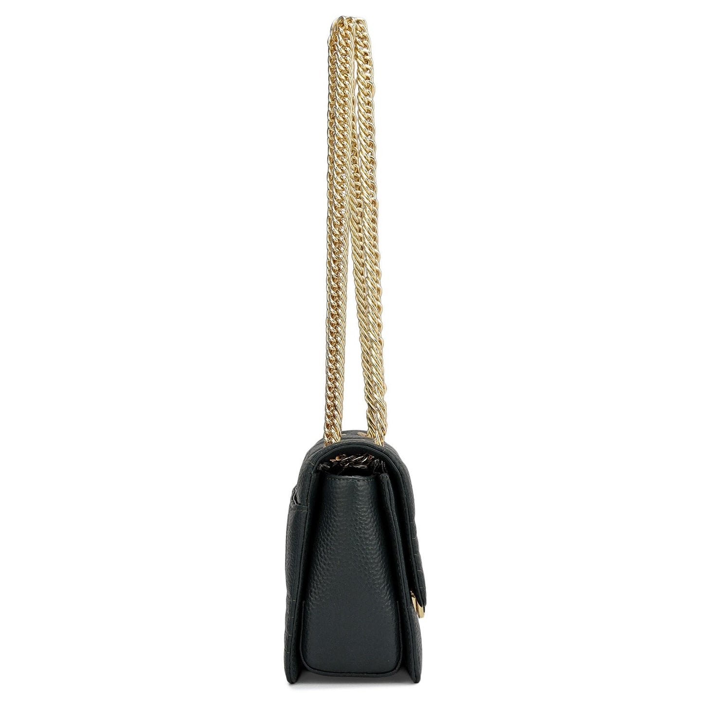 Small Wax Stripe Leather Shoulder Bag - Bottle Green