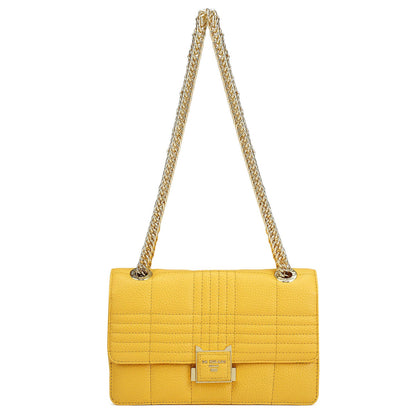 Small Wax Stripe Leather Shoulder Bag - Mimosa