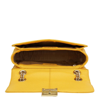 Small Wax Stripe Leather Shoulder Bag - Mimosa