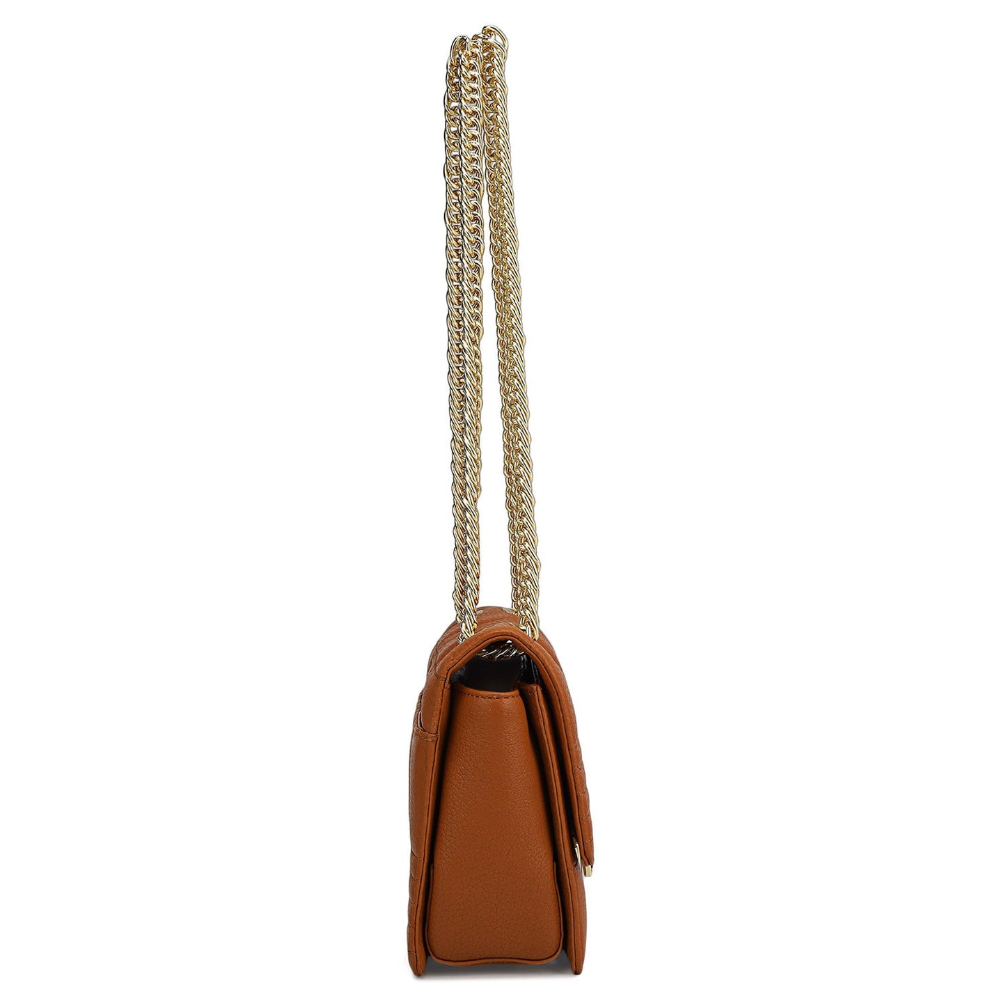 Small Wax Stripe Leather Shoulder Bag - Orange