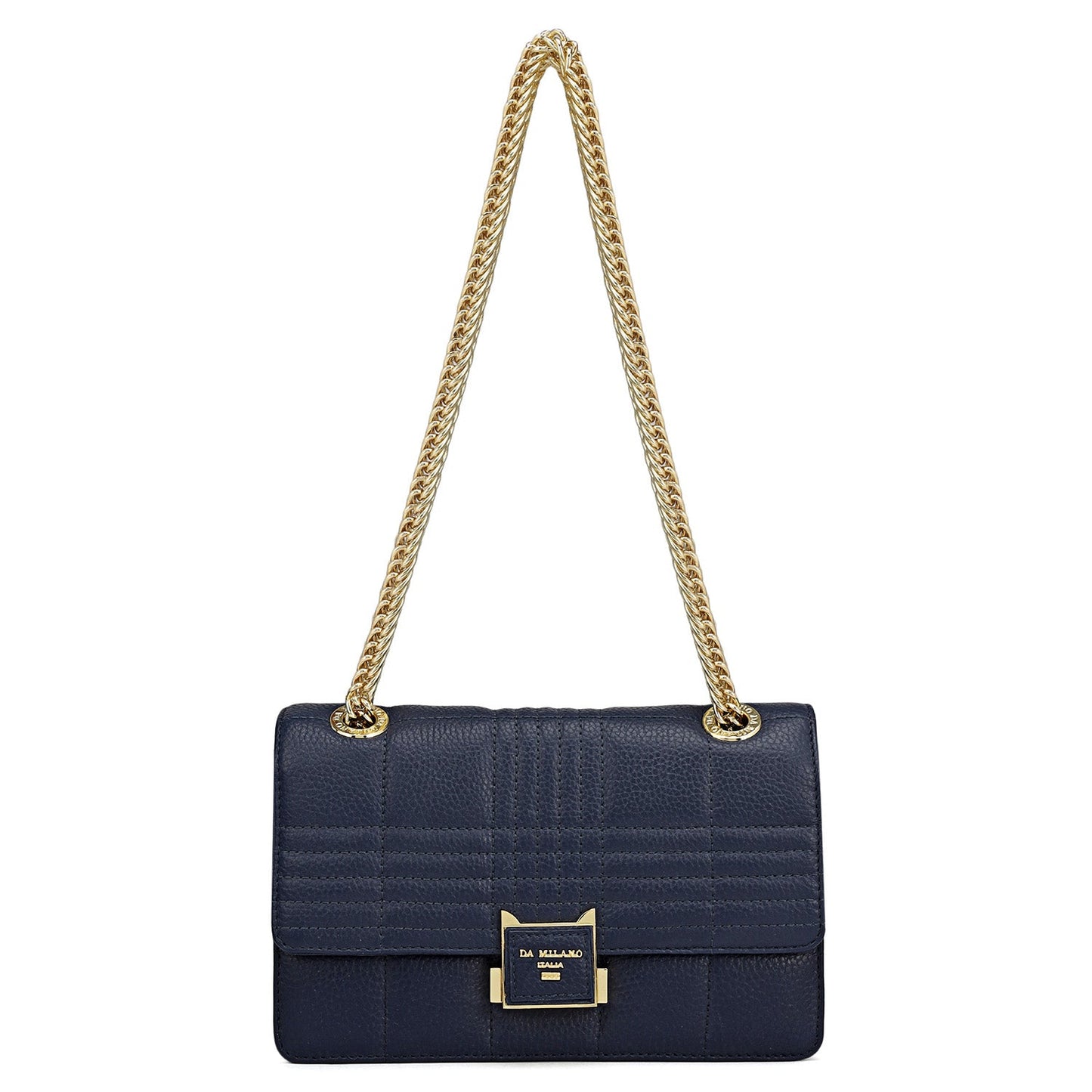 Small Wax Stripe Leather Shoulder Bag - Patriot Blue