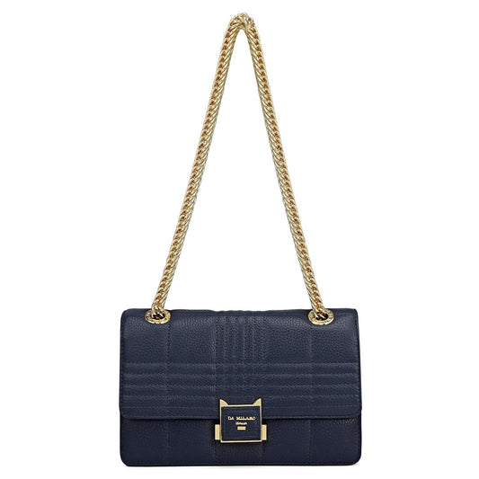 Small Wax Stripe Leather Shoulder Bag - Patriot Blue