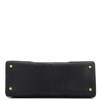 Medium Croco Franzy Leather Satchel - Black