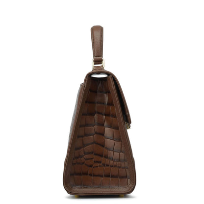 Medium Croco Franzy Leather Satchel - Date