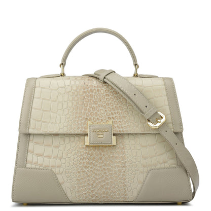 Medium Croco Franzy Leather Satchel - Frost