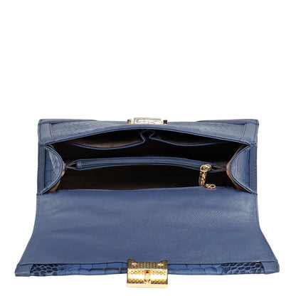 Medium Croco Franzy Leather Satchel - Stardust