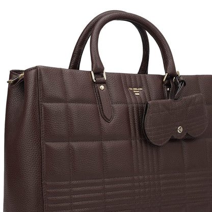 Large Wax Stripe Leather Book Tote - Berry