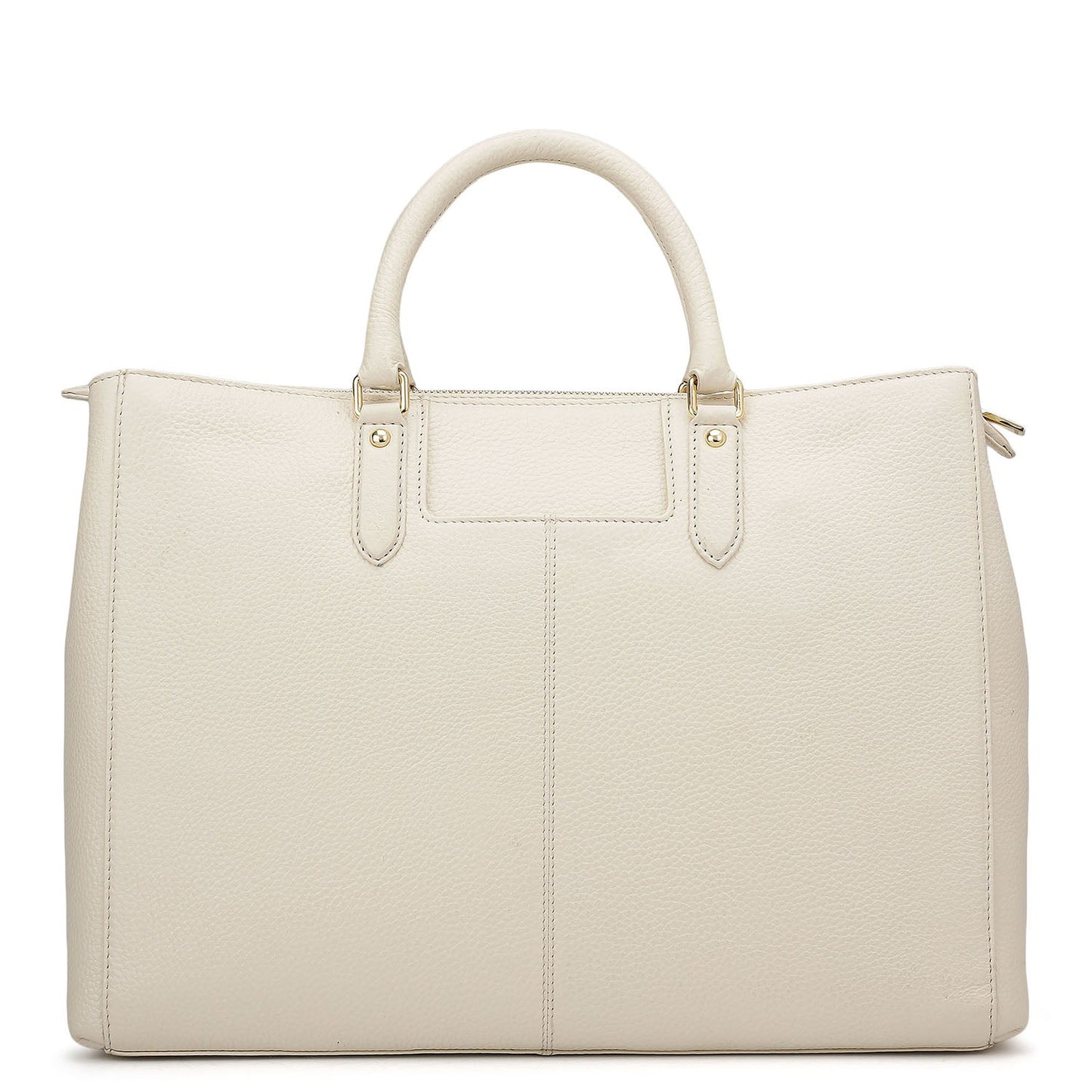 Large Wax Stripe Leather Book Tote - Off White