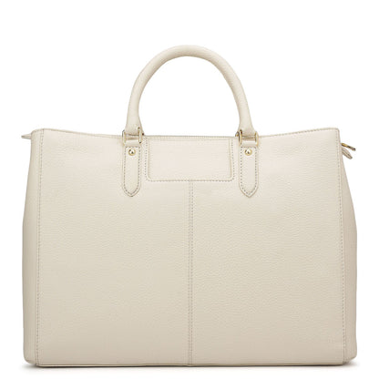 Large Wax Stripe Leather Book Tote - Off White