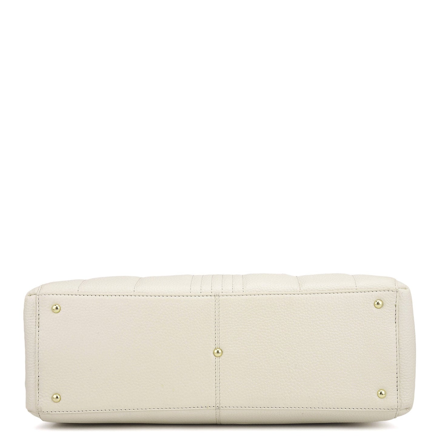 Large Wax Stripe Leather Book Tote - Off White