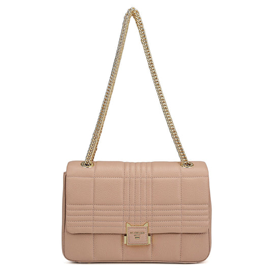 Medium Wax Stripe Leather Shoulder Bag - Feather