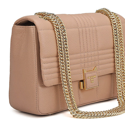 Medium Wax Stripe Leather Shoulder Bag - Feather
