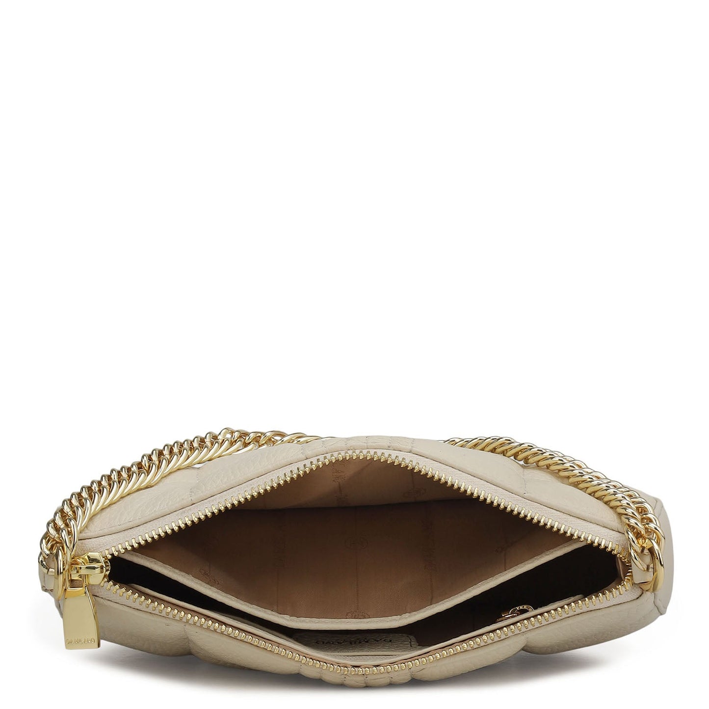 Small Wax Stripe Leather Baguette  - Off White