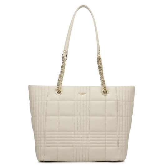 Medium Wax Stripe Leather Tote - Butter