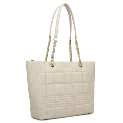 Medium Wax Stripe Leather Tote - Butter