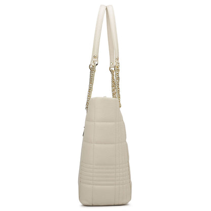 Medium Wax Stripe Leather Tote - Butter