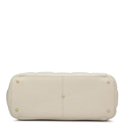 Medium Wax Stripe Leather Tote - Butter