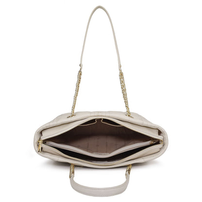 Medium Wax Stripe Leather Tote - Butter