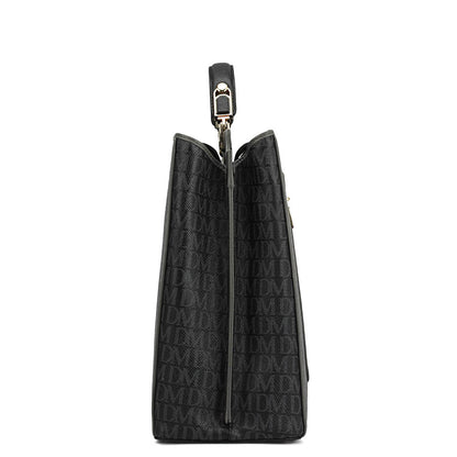 Medium Monogram Leather Book Tote   - Black