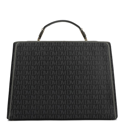 Medium Monogram Leather Book Tote   - Black