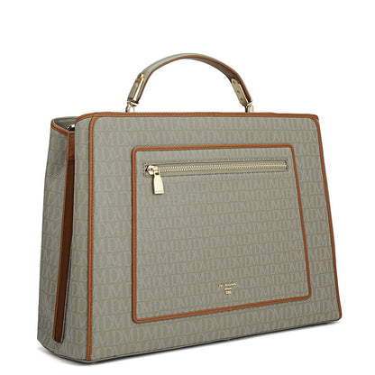 Medium Monogram Leather Book Tote   - Stone Grey