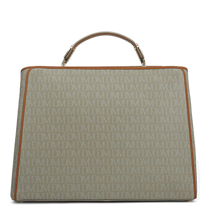 Medium Monogram Leather Book Tote   - Stone Grey