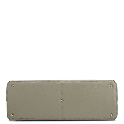 Medium Monogram Leather Book Tote   - Stone Grey
