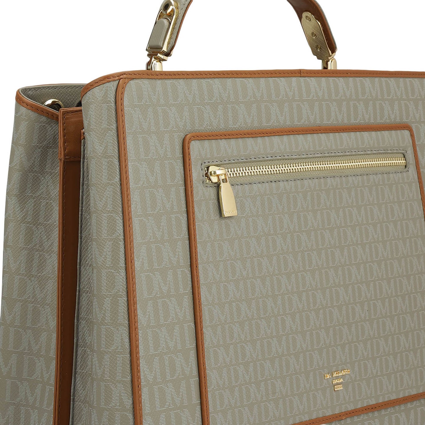 Medium Monogram Leather Book Tote   - Stone Grey