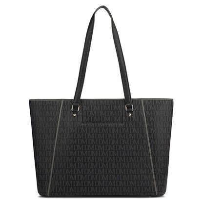 Large Monogram Leather Tote - Black