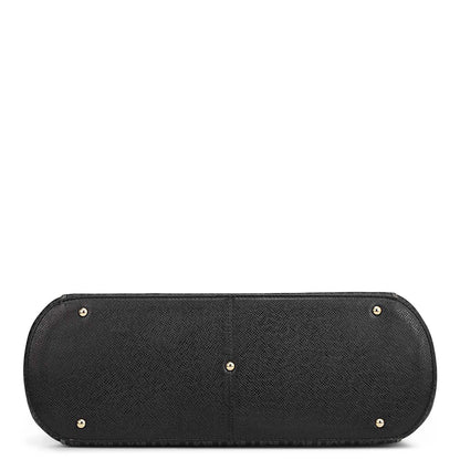 Large Monogram Leather Tote - Black