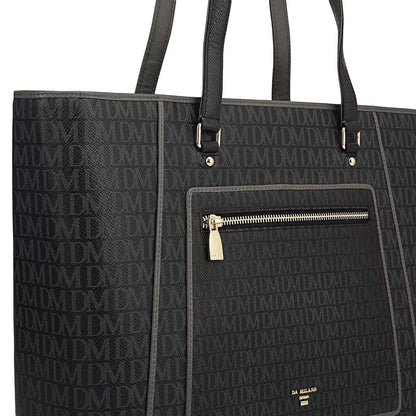 Large Monogram Leather Tote - Black