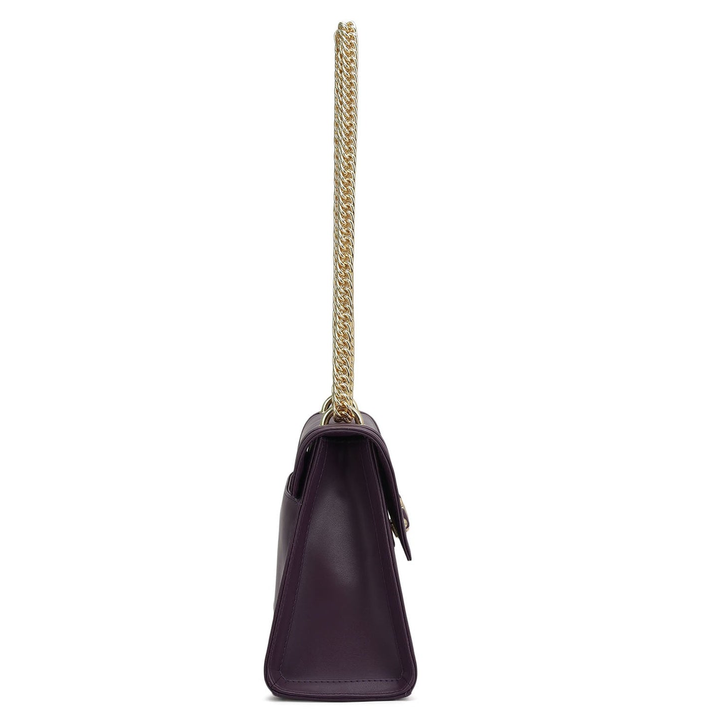 Small Plain Leather Shoulder Bag - Grapevine