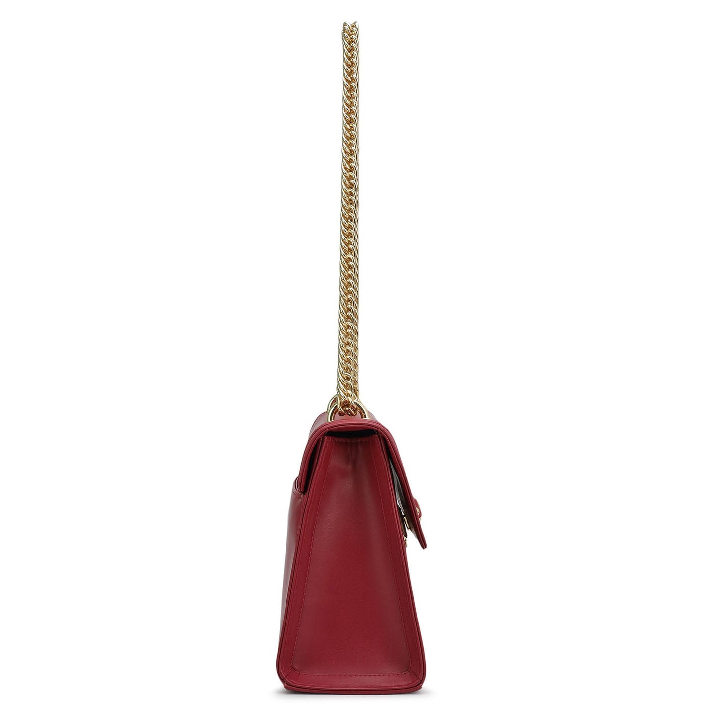 Small Plain Leather Shoulder Bag - Plumberry